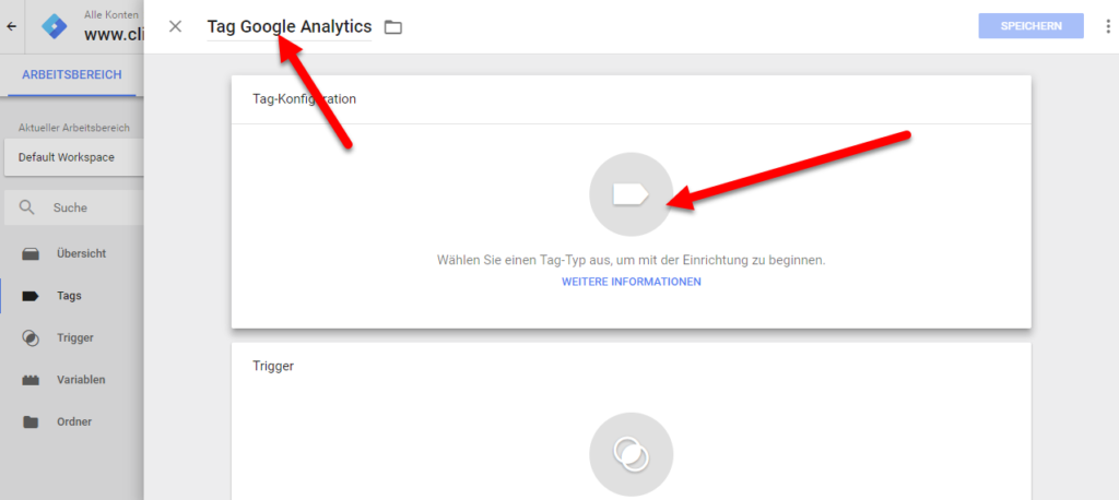 Google Tag Manager, Analytics einrichten - Schritt 2
