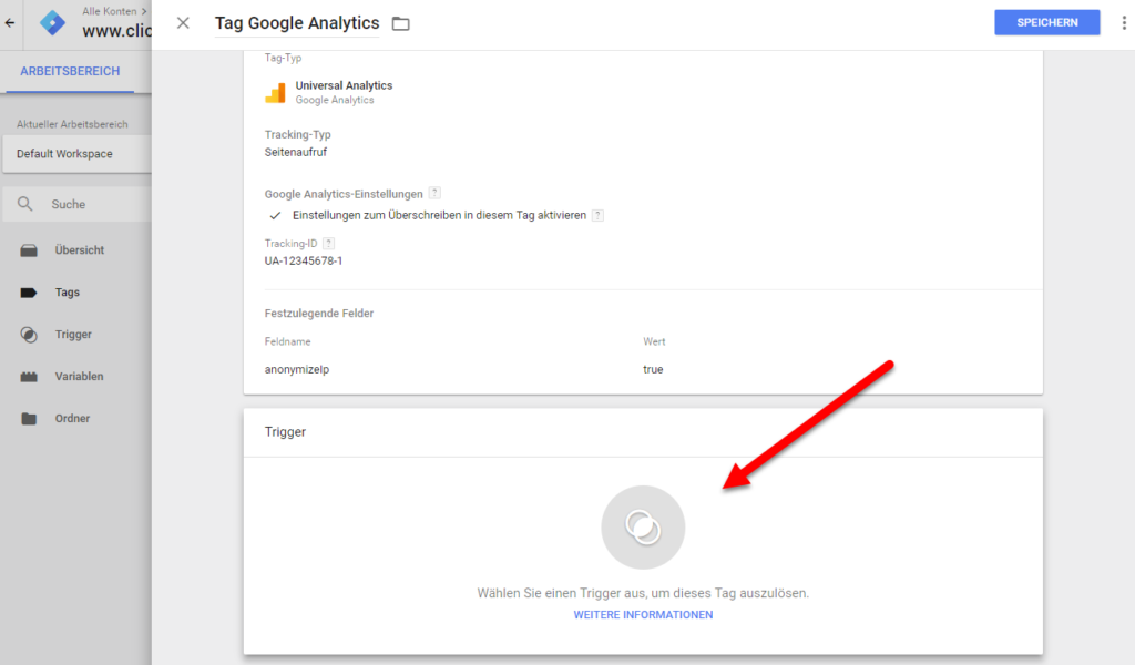 Google Tag Manager, Analytics einrichten - Schritt 6