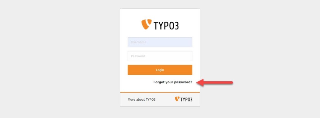 Loginmaske in TYPO3 mit Link zum Passwort zurücksetzen