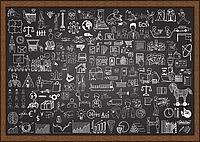 Tafel mit vielen unterschiedlichen Symbolen