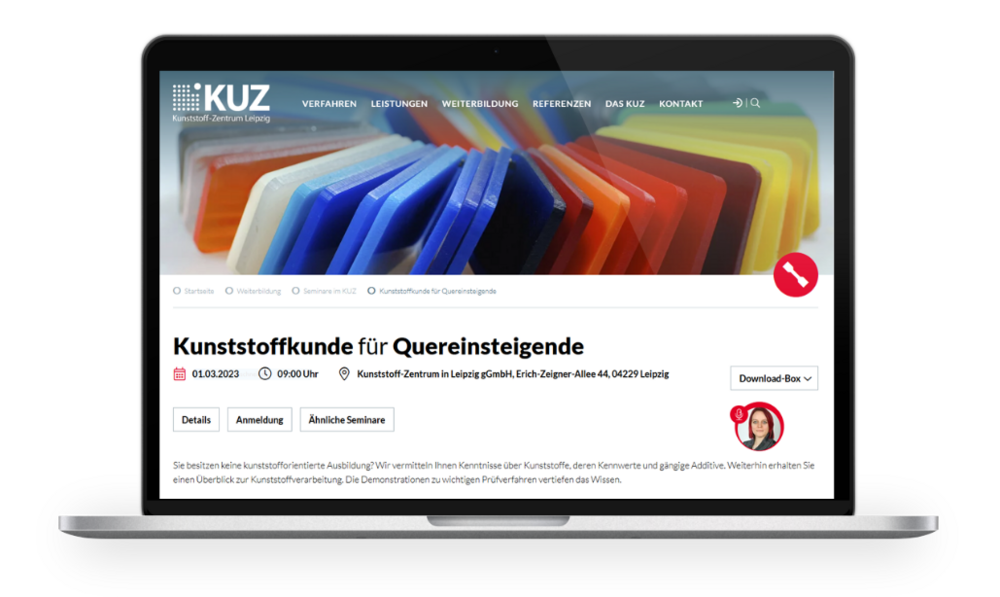 KUZ Seite auf Labtop