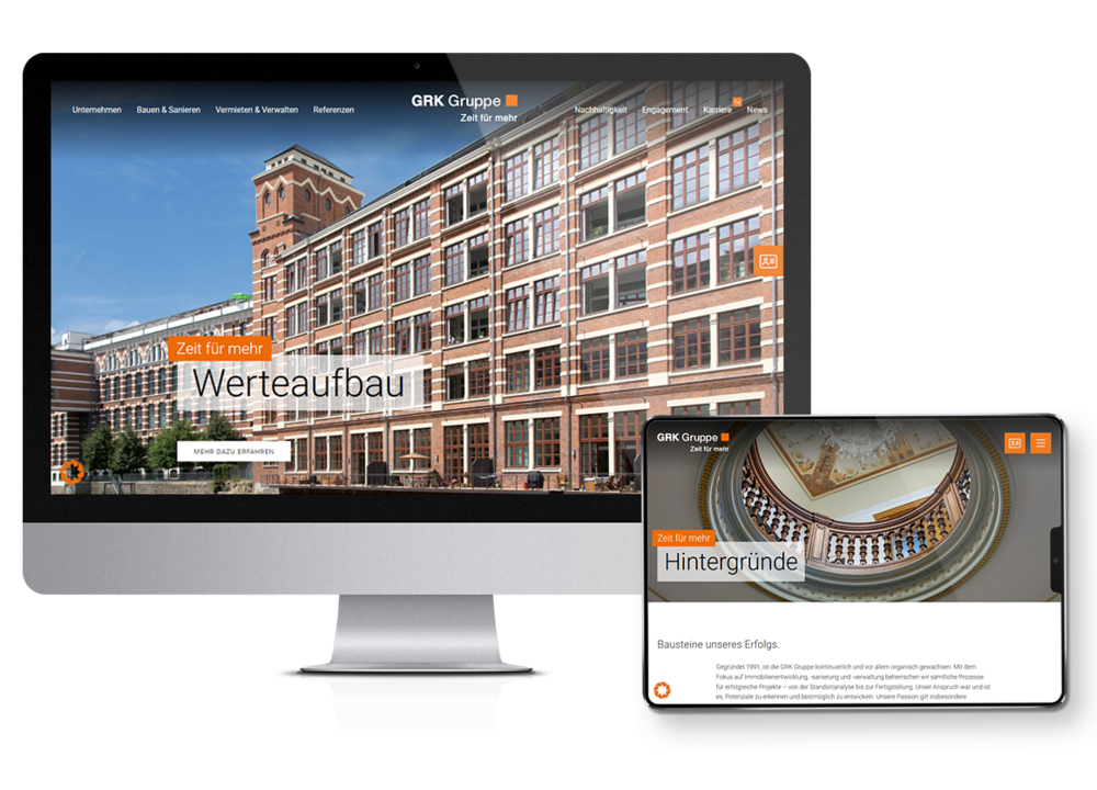 Seite der GRK auf Mac und Tablet