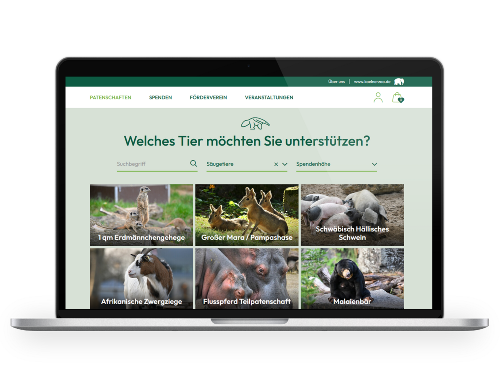 Tierpatenschaft vom Kölner Zoo auf Laptop