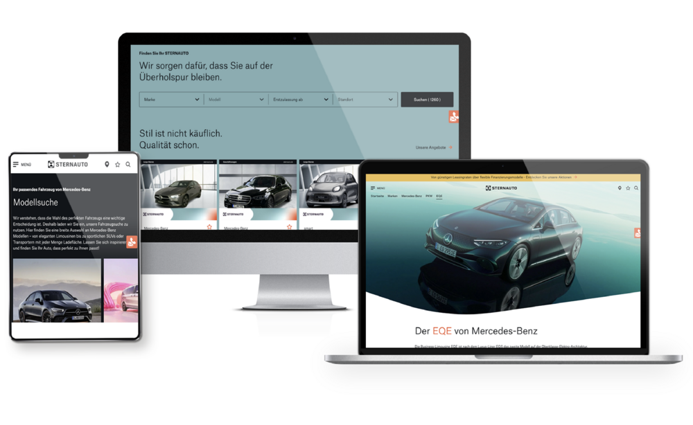 Seite Sternauto auf unterschiedlichen Endgeräten