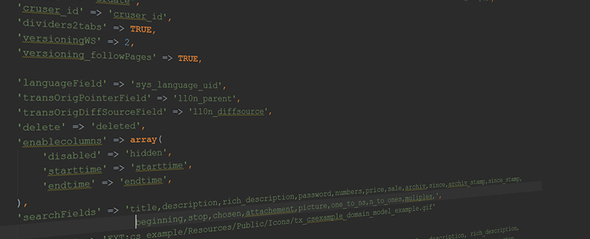 TYPO3 - TCA-Ausschnitt