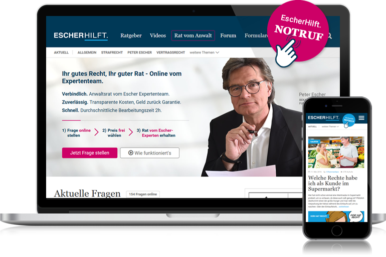EscherHilft - Screenshot vom Rechtsrat