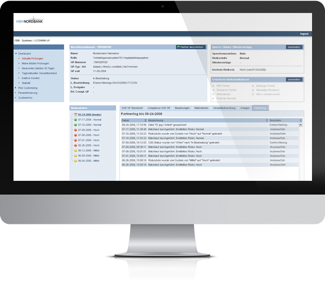 HSH Nordbank - Screenshot der BSP-Applikation