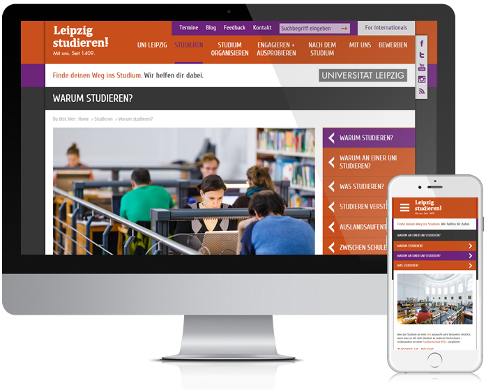 Leipzig studieren - Screenshots vom Portal