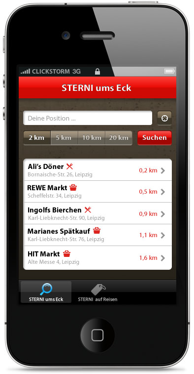 Sternburger - Case-Study App, Sterni ums Eck